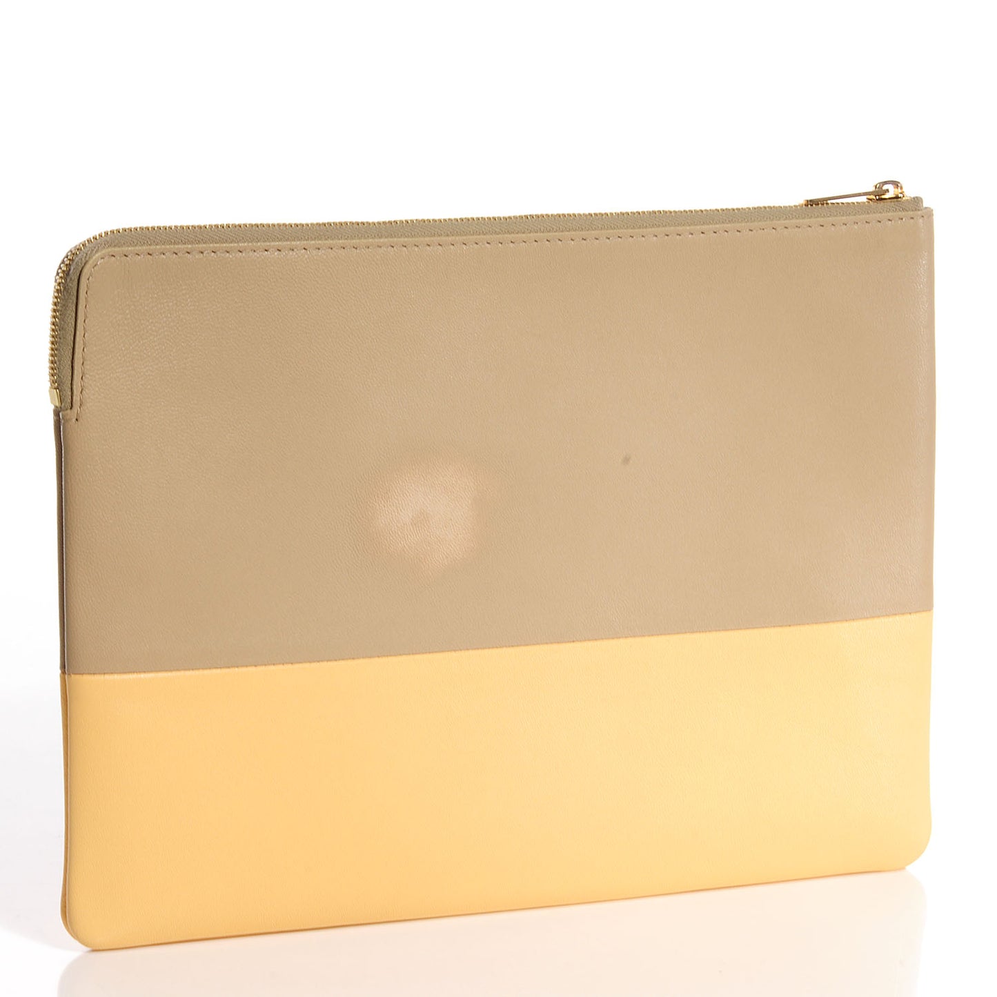 Lambskin Bi-Color Solo Clutch Pouch Beige Butter