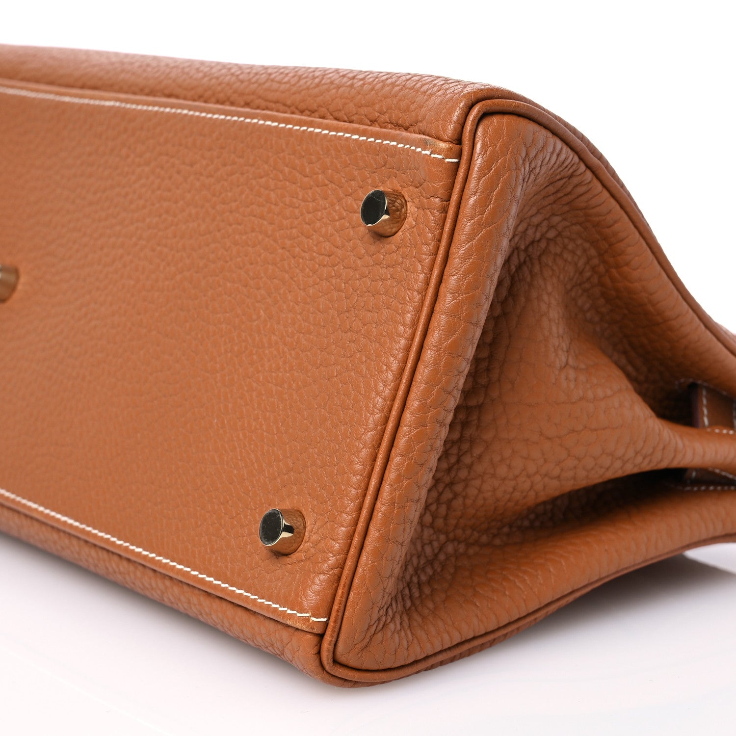 Hermes Taurillon Clemence Shoulder Kelly 42 Gold 10 of 12