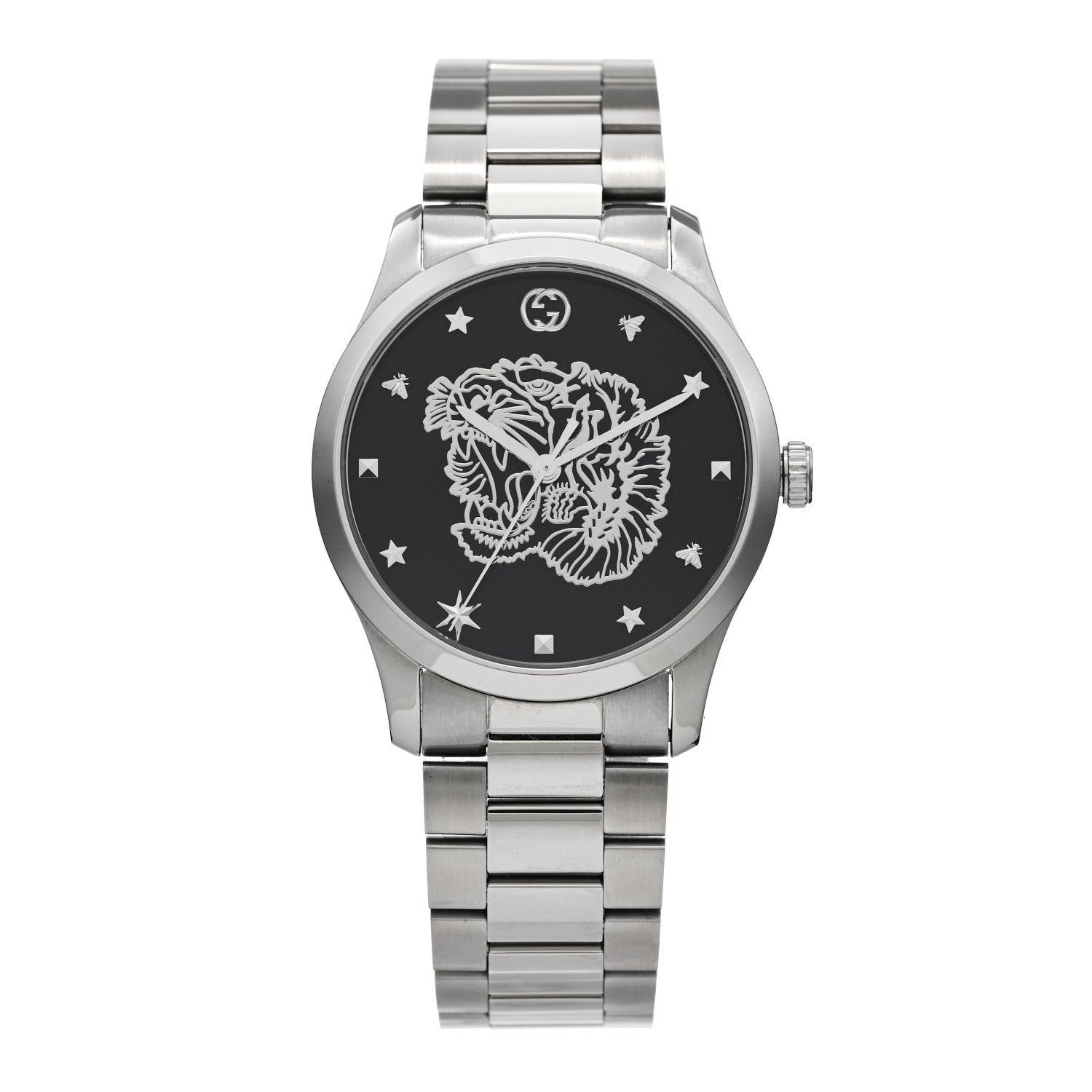 Gucci Stainless Steel 38mm G-Timeless Charm Quartz Watch Black 1 of 5