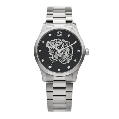 Gucci Stainless Steel 38mm G-Timeless Charm Quartz Watch Black 1 of 5
