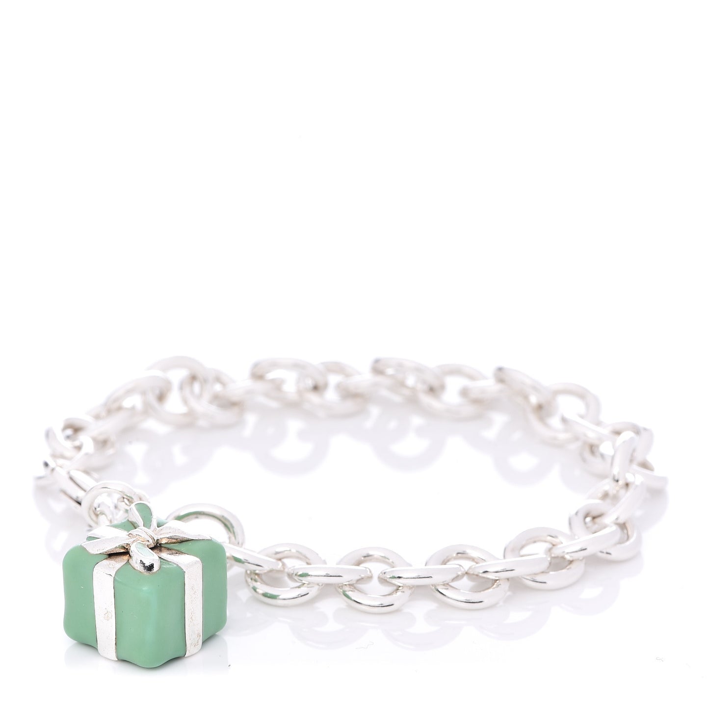Sterling Silver Enamel Blue Box Charm Bracelet