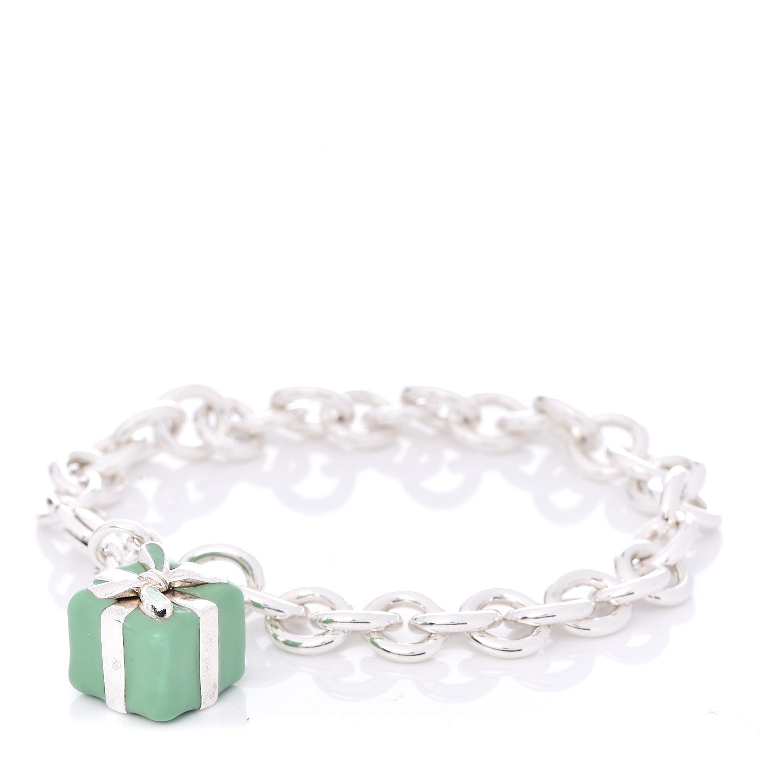 Tiffany Sterling Silver Enamel Blue Box Charm Bracelet 1 of 4