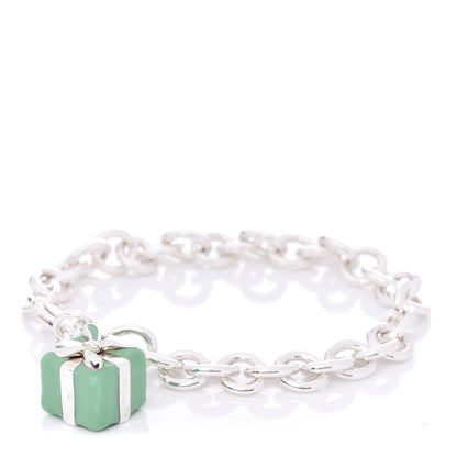 Tiffany Sterling Silver Enamel Blue Box Charm Bracelet 1 of 4