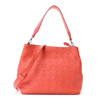MCM Calfskin Ottomar Monogram Medium Klara Hobo Hot Coral 1 of 9