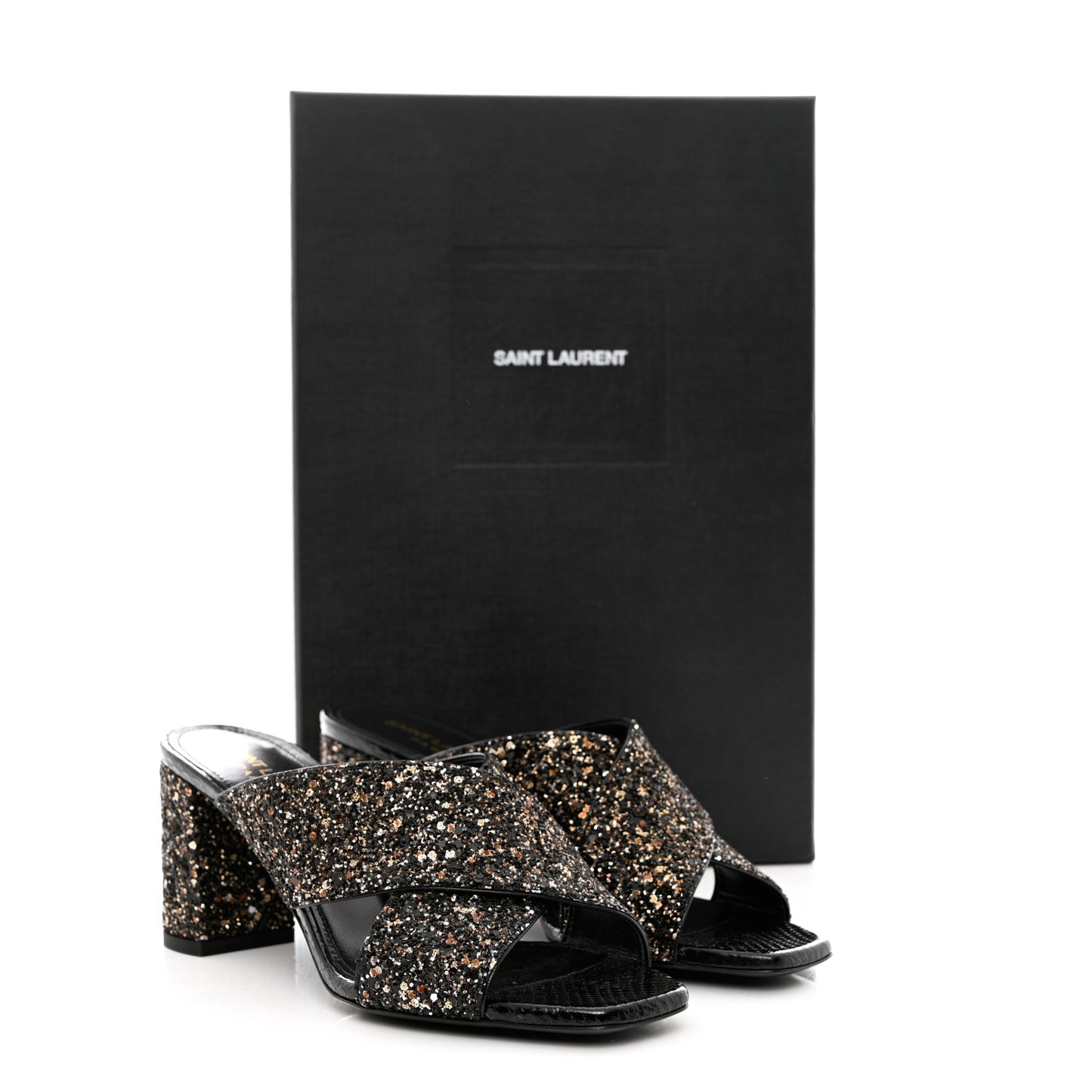 Glitter LouLou 70 Mule Sandals 36 Black Gold