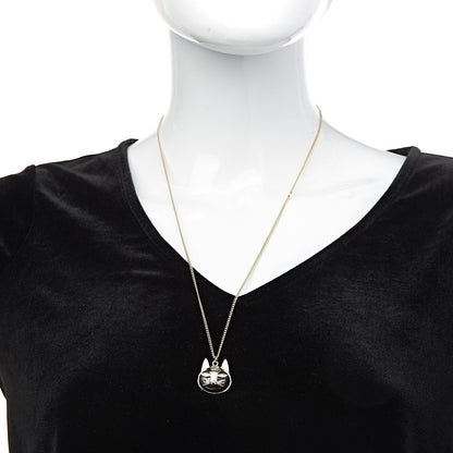 Chanel Cat Pendant Chain Necklace Gold Dark Grey 2 of 5