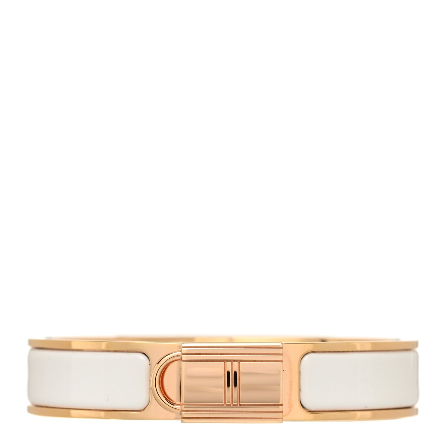 Enamel Narrow Clic Cadenas Bracelet PM White