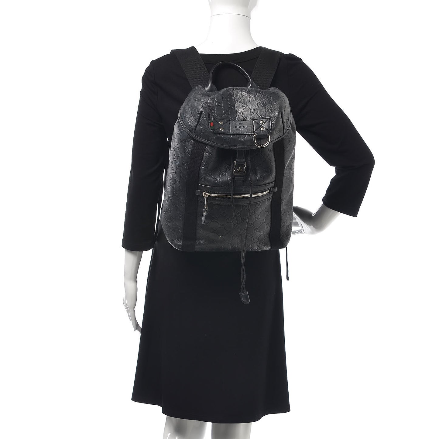 Guccissima Single Buckle Backpack Black