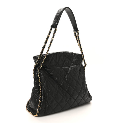 Chanel Calfskin Quilted Medium Chain Me Hobo Black 3 of 10