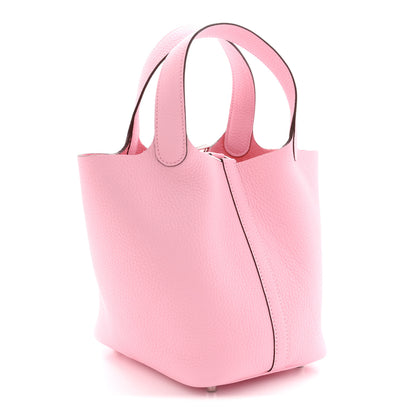Hermes Taurillon Clemence Picotin Lock 18 PM Rose Sakura 3 of 11