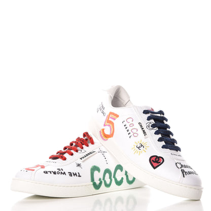 Chanel Canvas Printed Pharrell Sneakers 42 White Multicolor 6 of 17