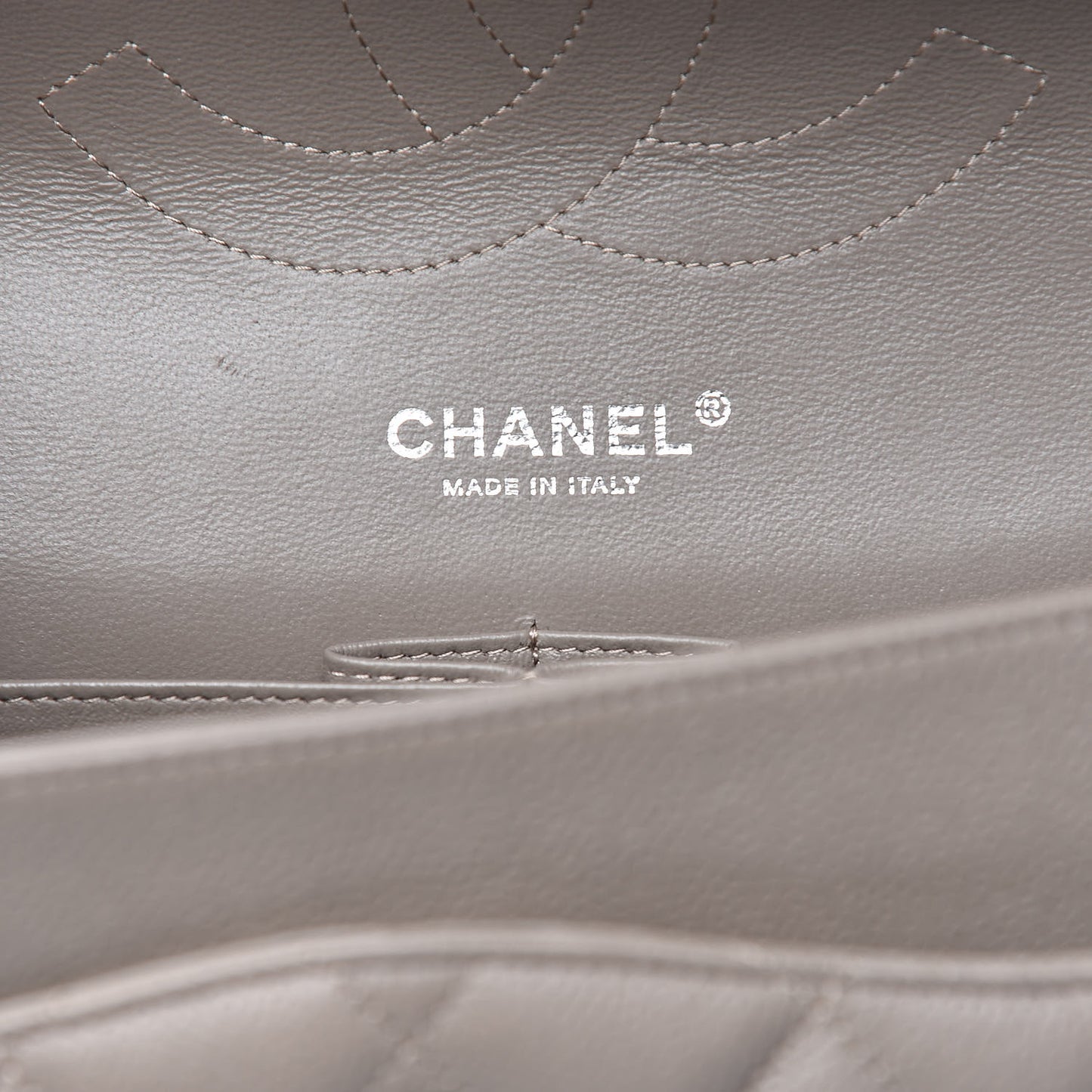 Caviar Quilted Jumbo Double Flap Light Grey