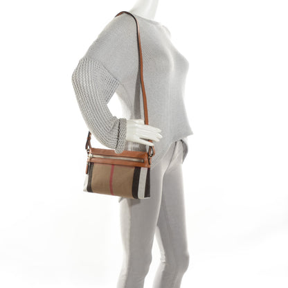 Burberry Mega Check Small Farley Crossbody Clutch Bag Saddle Brown 2 of 7