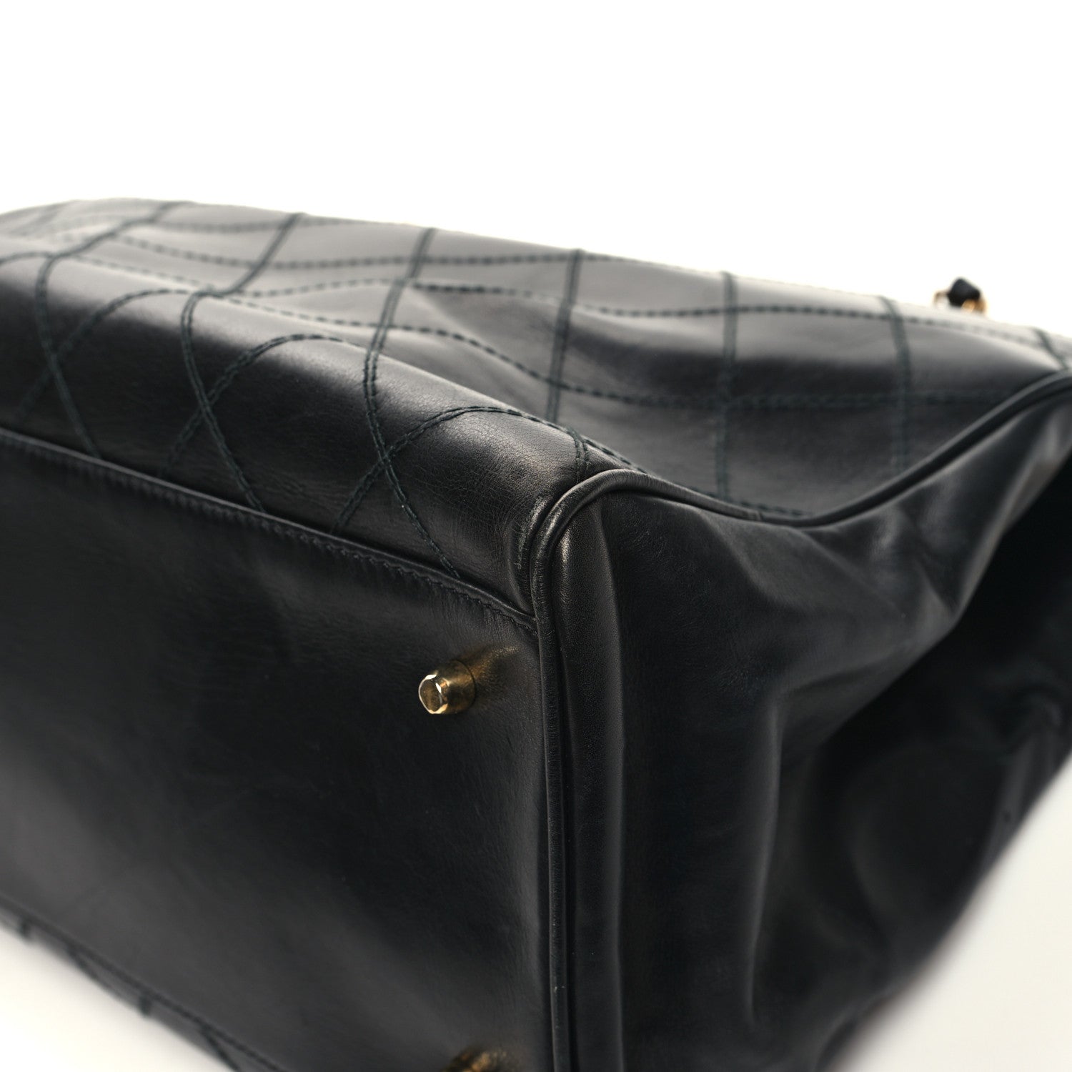 Chanel Calfskin Stitched XL Weekender Black 15 of 17