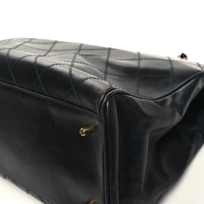Chanel Calfskin Stitched XL Weekender Black 15 of 17