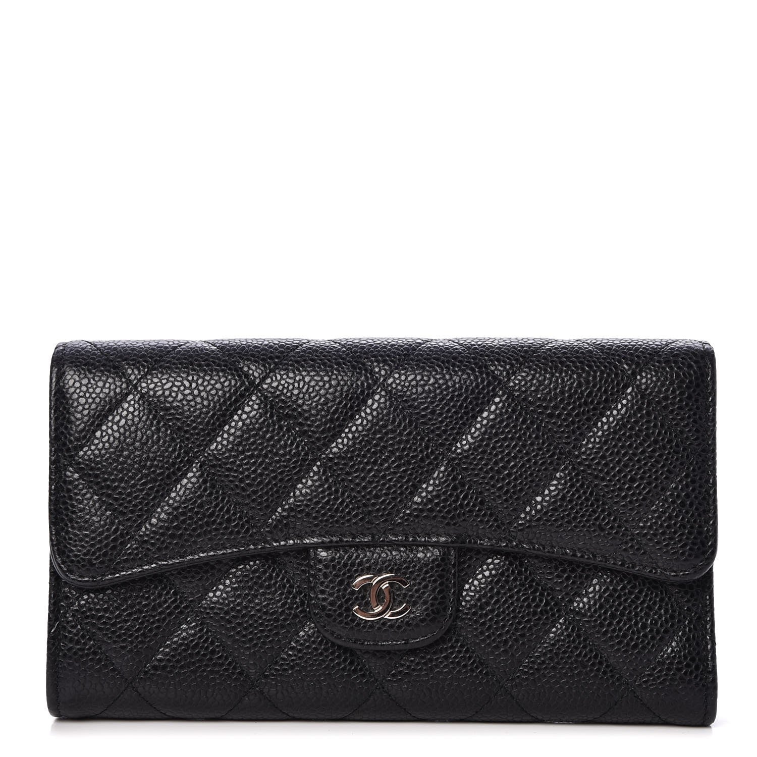 Chanel Caviar Quilted Long Flap Wallet Black 1 of 9