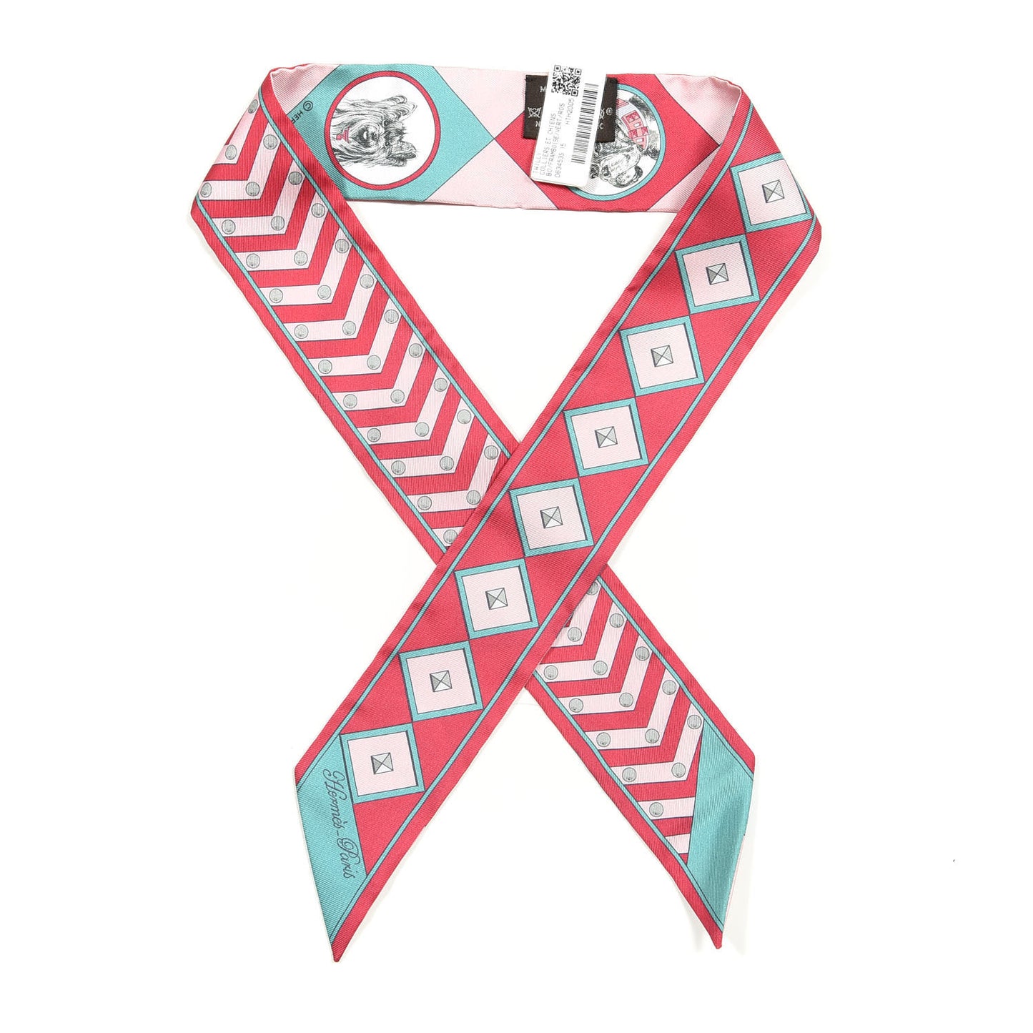 Silk Colliers Et Chiens Twilly Framboise Vert Rose