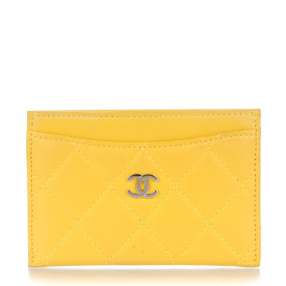 Chanel Lambskin Quilted Card Holder Yellow 1 of 8