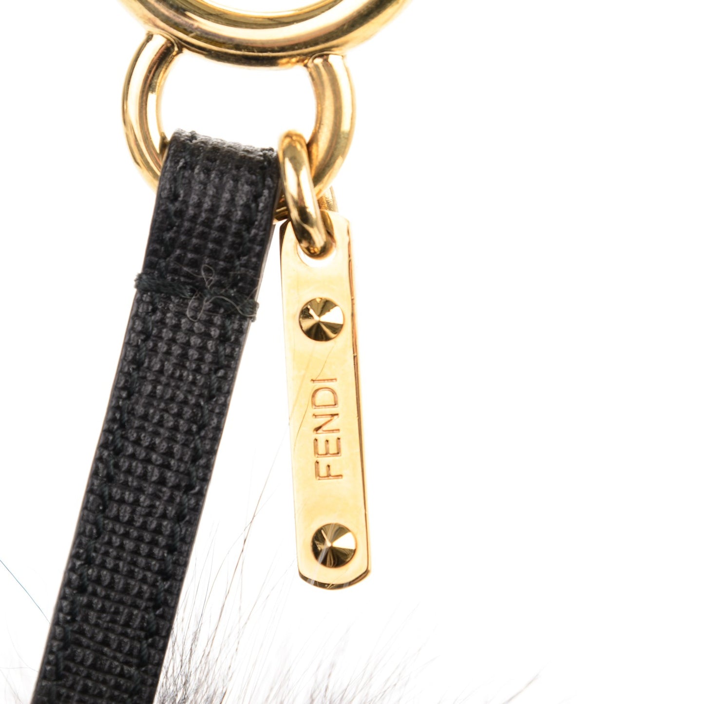 Fox Fur Pom Pom Bag Charm Black White