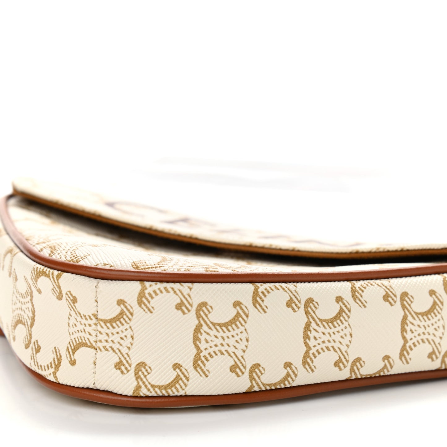 Triomphe Canvas Triangle Crossbody Bag White Tan