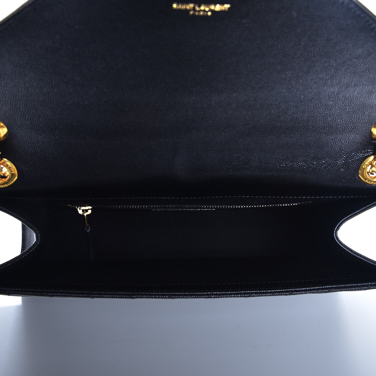 Saint Laurent Grain De Poudre Matelasse Chevron Large Monogram Satchel Black 5 of 7