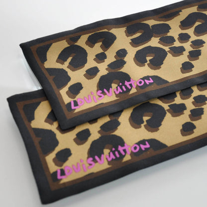 Louis Vuitton Silk Leopard Bandeau Scarf Marron 4 of 5