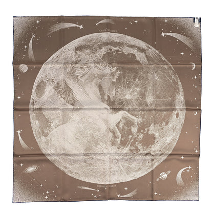 Hermes Silk Clair De Lune Double Face Scarf 90 Marine White Beige 2 of 5