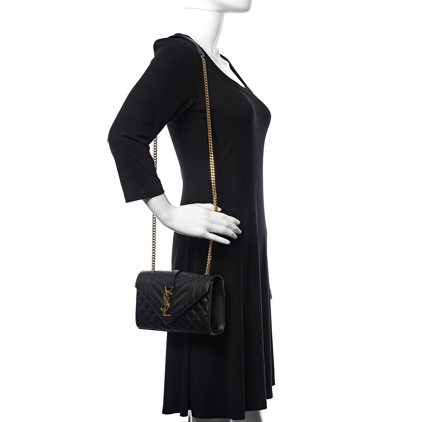 Grain De Poudre Textured Mixed Matelasse Triquilt Small Monogram Satchel Black