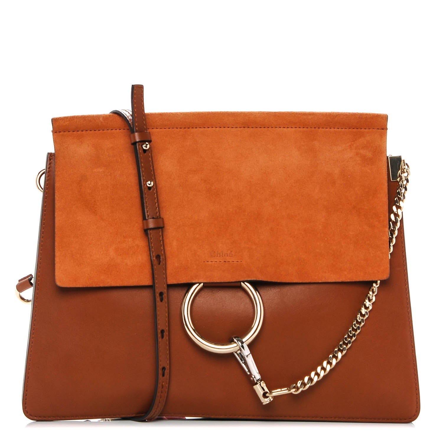 Chloe Suede Calfskin Medium Faye Shoulder Bag Tobacco 1 of 6