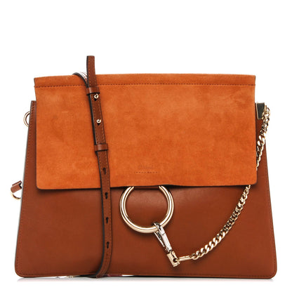 Chloe Suede Calfskin Medium Faye Shoulder Bag Tobacco 1 of 6