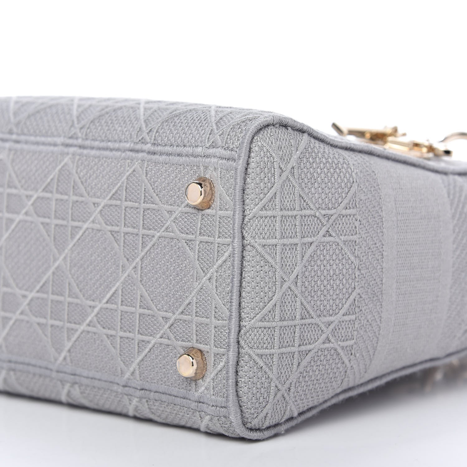 Christian Dior Canvas Embroidered Cannage Medium Lady D-Lite Gray 7 of 11
