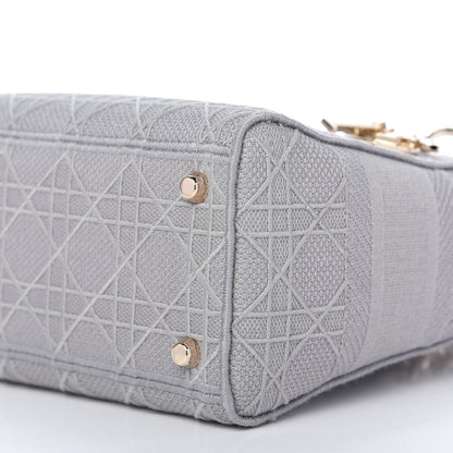 Christian Dior Canvas Embroidered Cannage Medium Lady D-Lite Gray 7 of 11