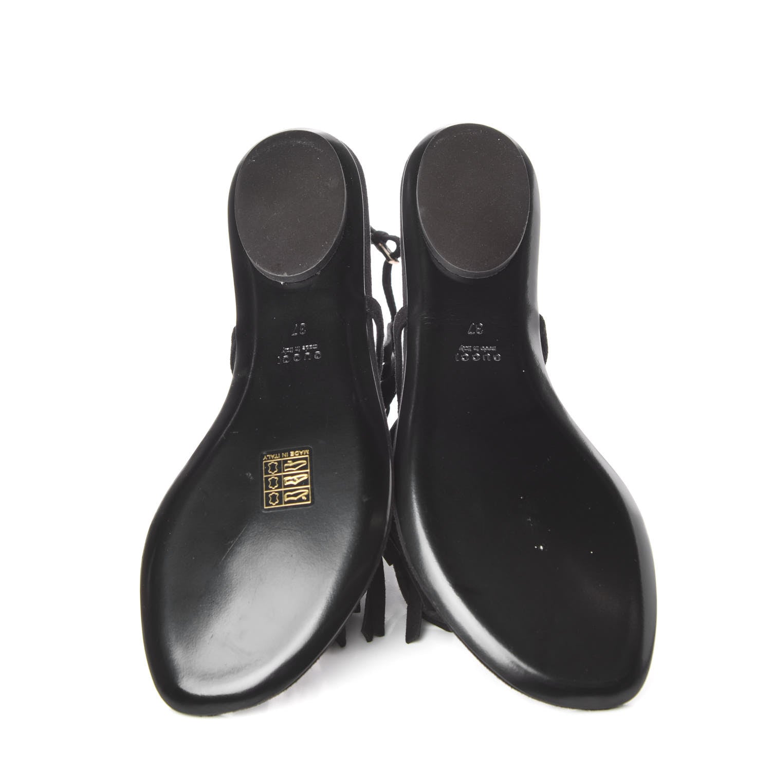 Gucci Suede Becky Ladder Fringe Sandals 37 Black 5 of 13