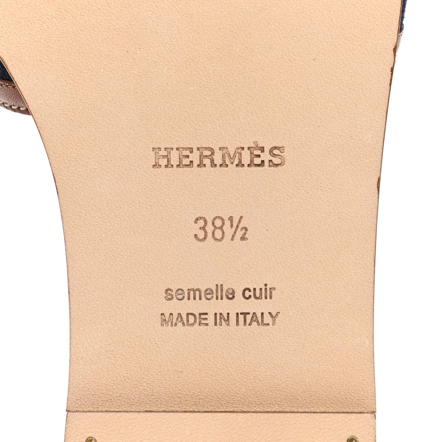 Hermes Calfskin Denim Oran Sandals 38.5 Bleu Brut Gold 6 of 13