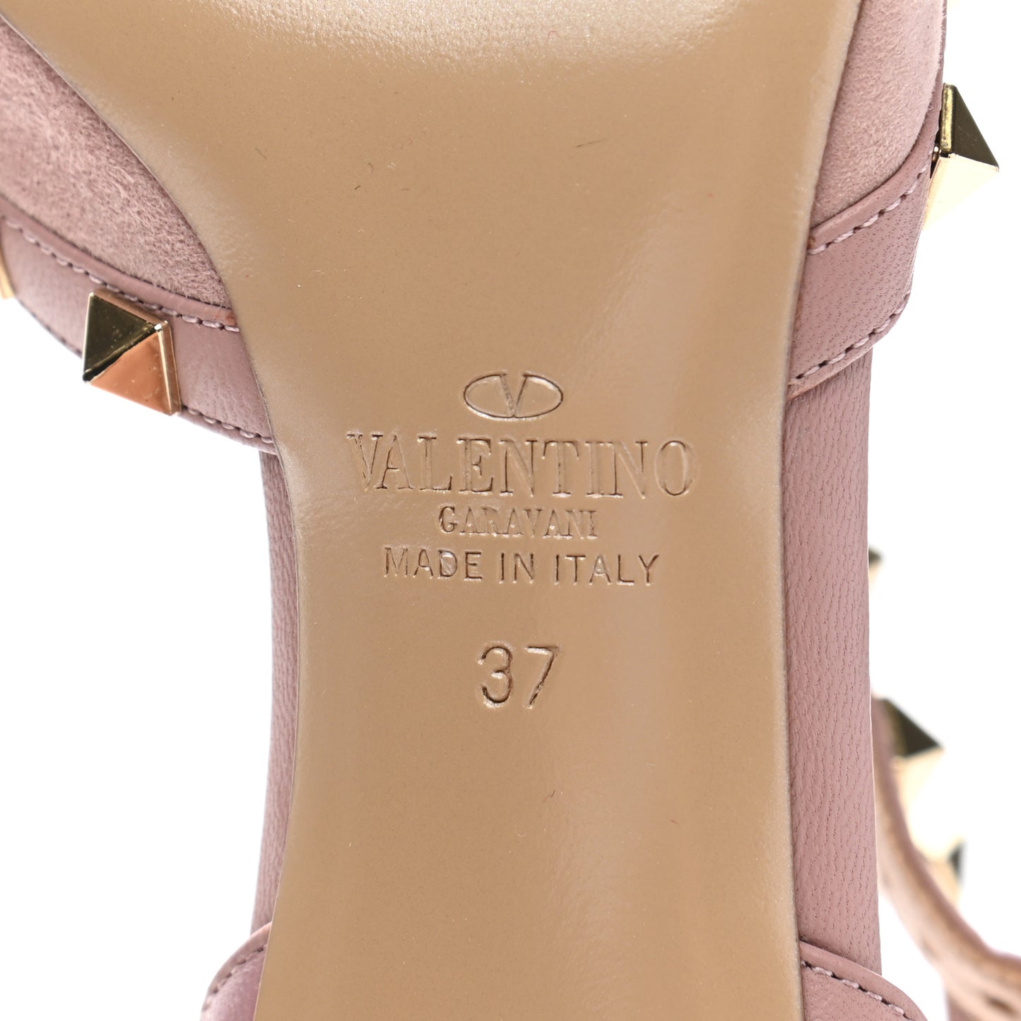 Suede Rockstud Ankle Strap Low Heel Pumps 37 Poudre