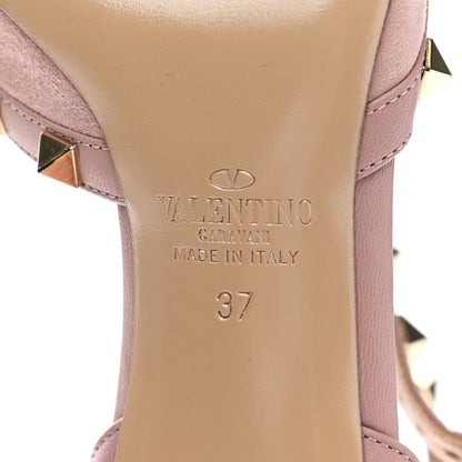 Valentino Garavani Suede Rockstud Ankle Strap Low Heel Pumps 37 Poudre 6 of 10