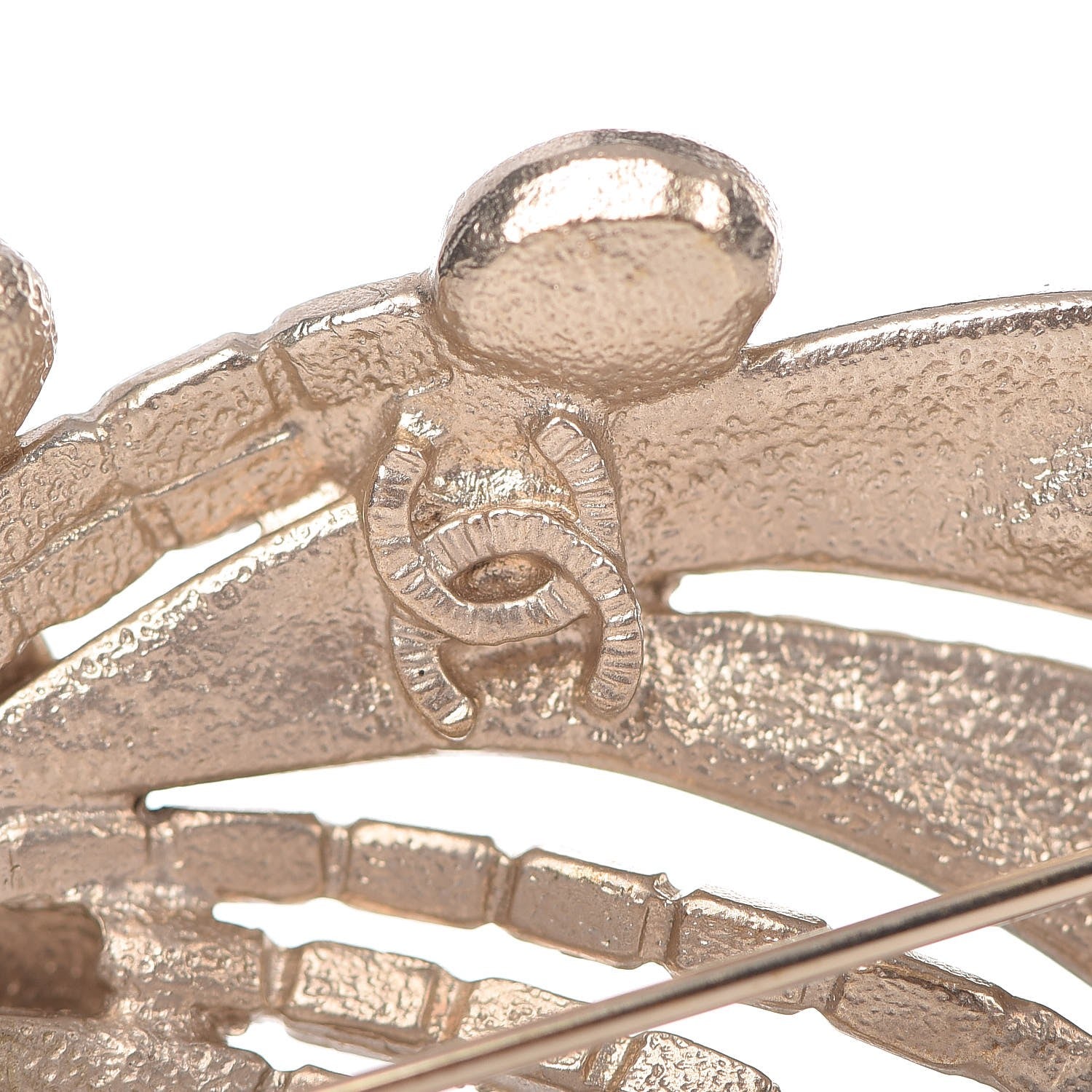 Chanel Crystal Pearl CC Wing Brooch Gold 4 of 5