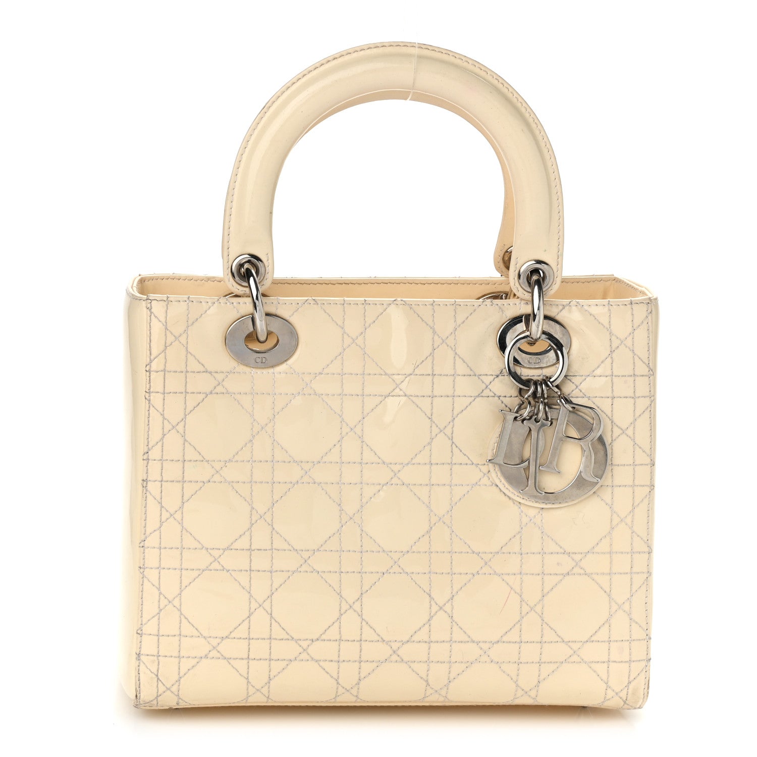 Christian Dior Patent Cannage Stitched Medium Lady Dior White 1 of 15