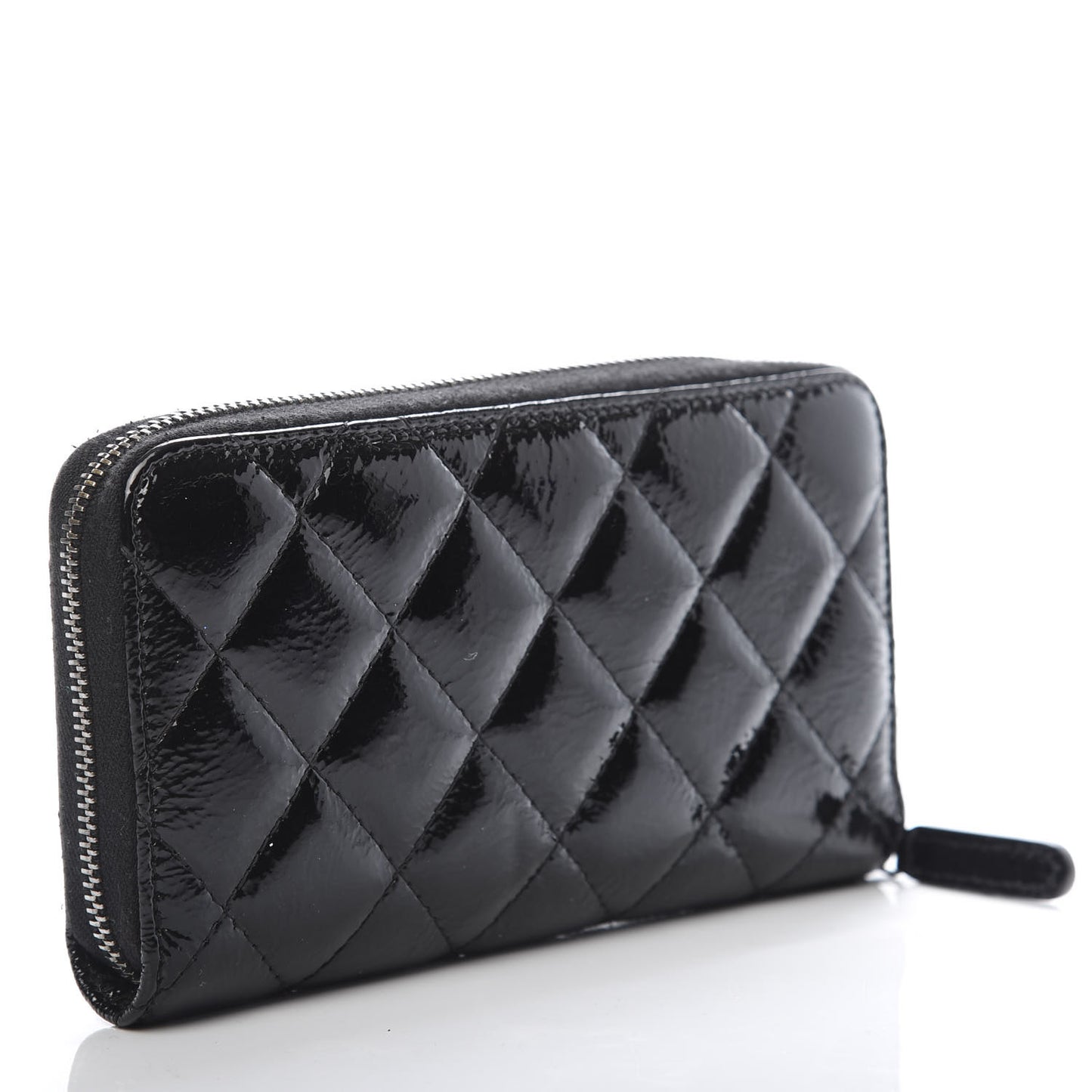 Patent Goatskin Paris Dallas Zip Around Wallet Black