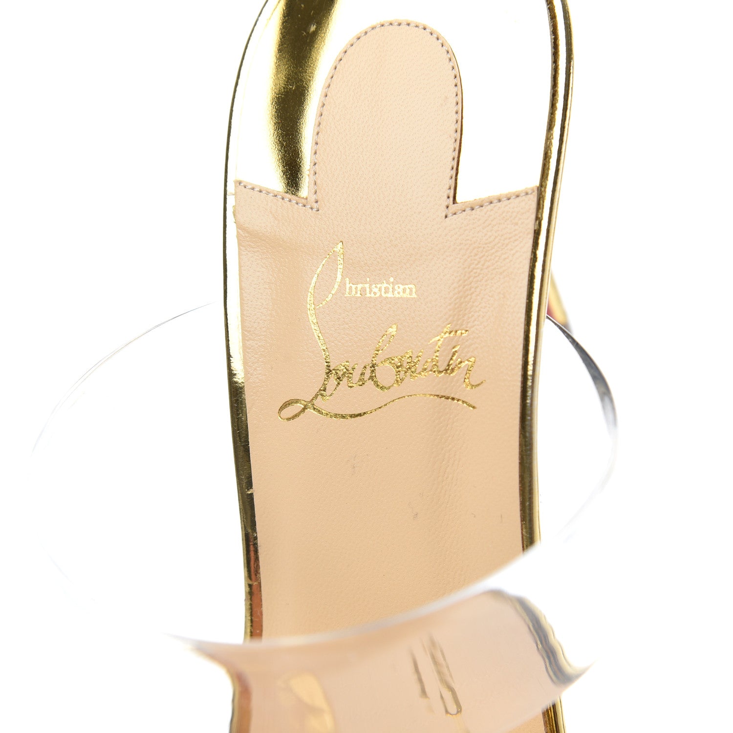 Christian Louboutin Specchio PVC Just Nodo 85 Slide Sandals 39.5 Gold 6 of 14