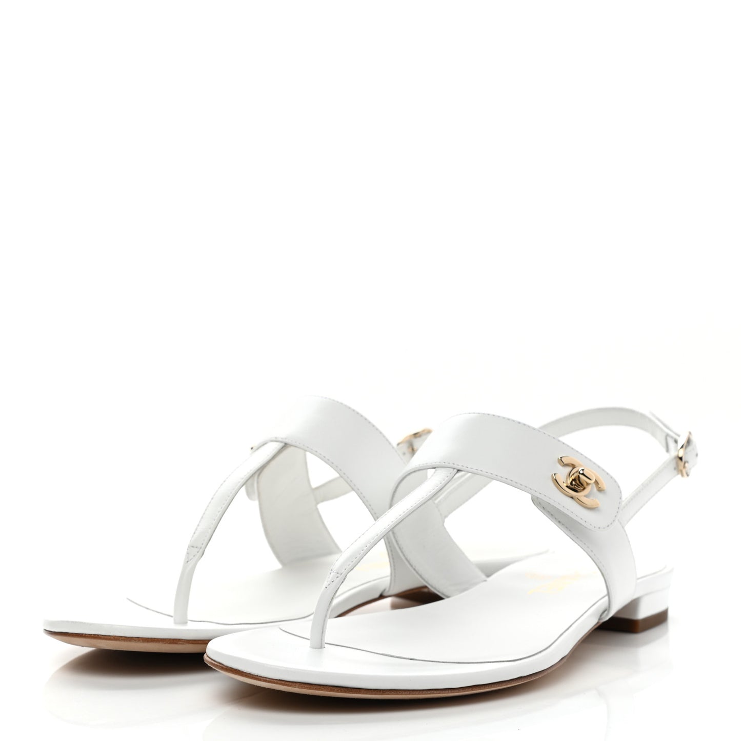 Lambskin CC Thong Sandals 38 White