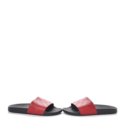 Gucci Guccissima Signature Womens Slide Sandals 39 Hibiscus Red 6 of 11