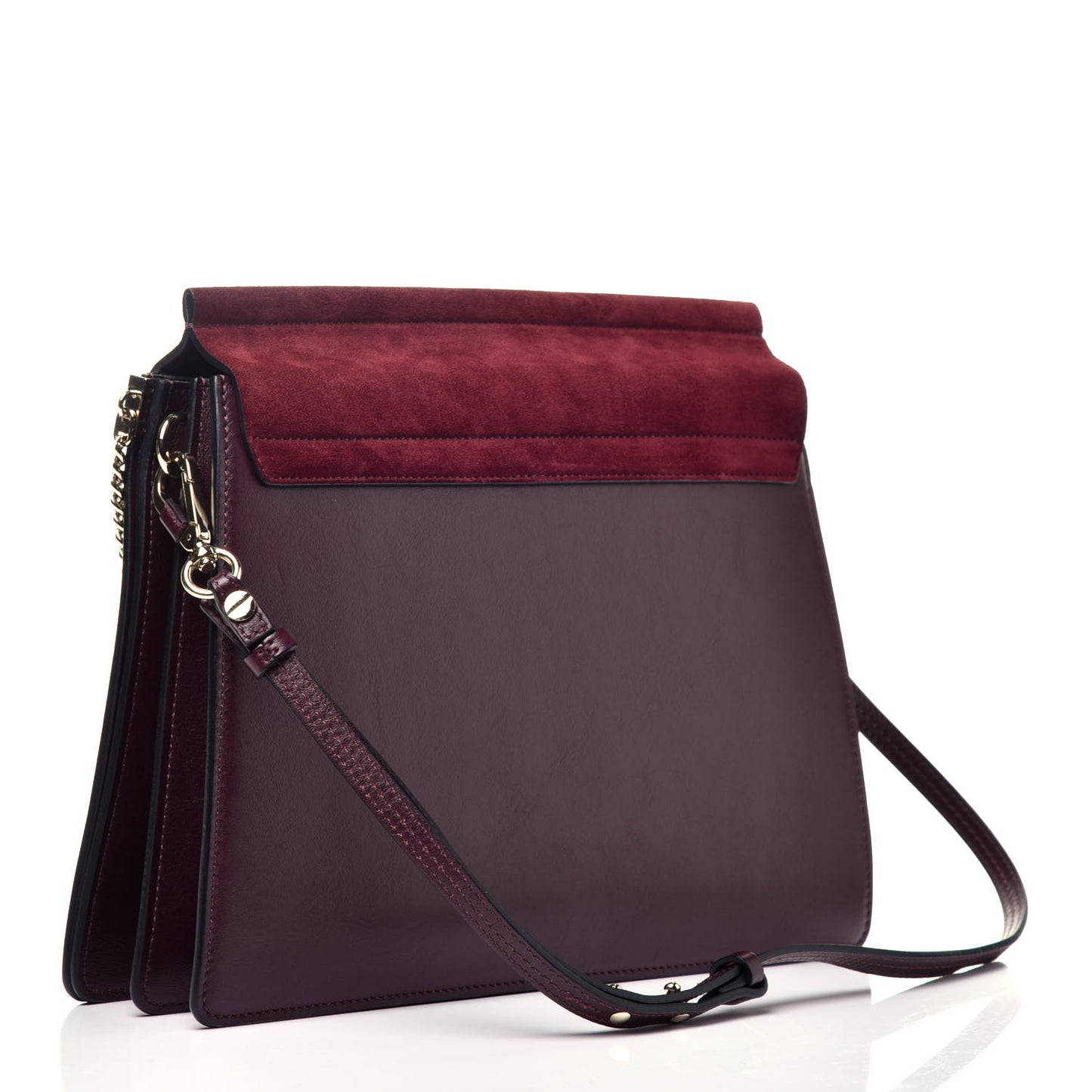 Calfskin Suede Medium Faye Shoulder Bag Plum Purple