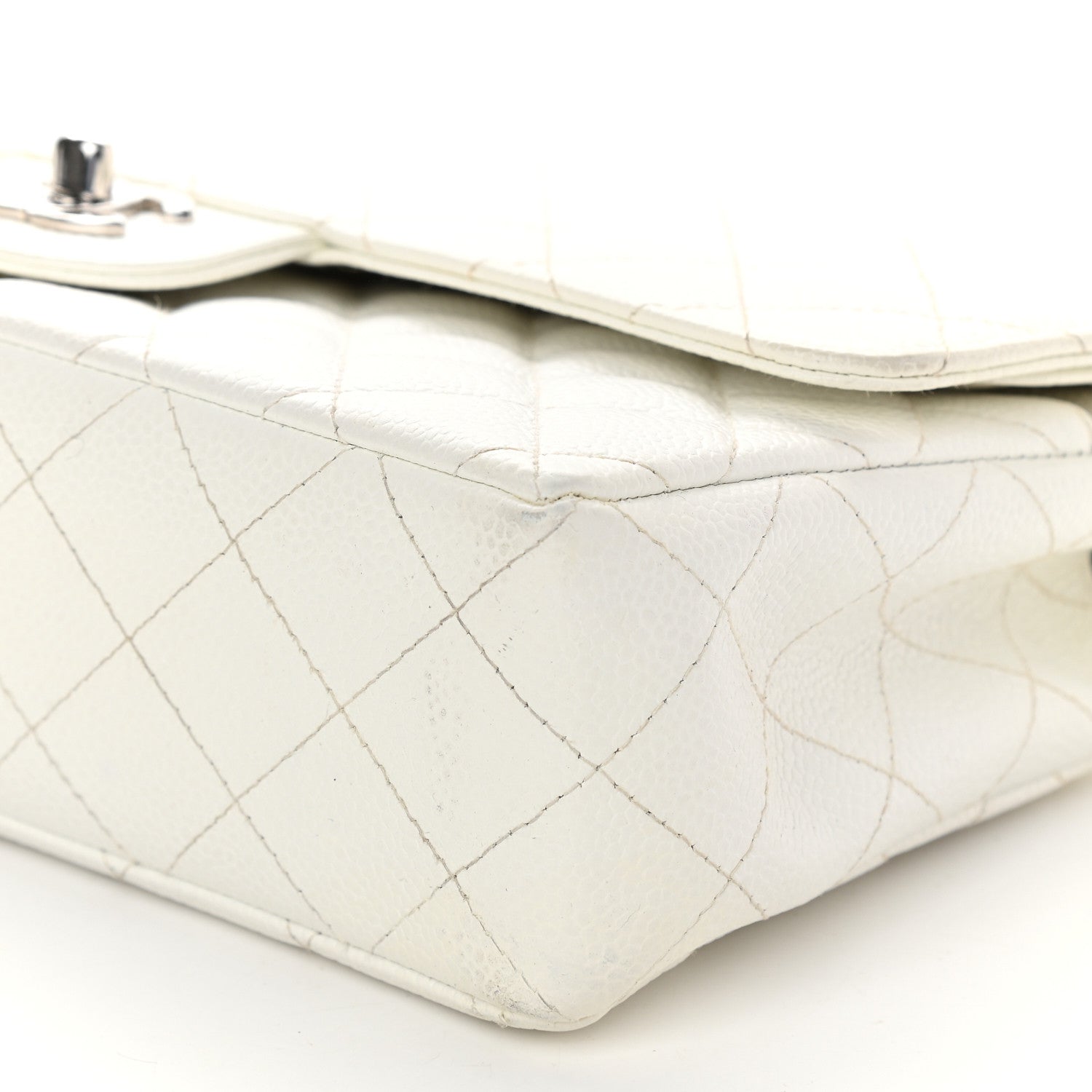 Chanel Caviar Quilted Medium Double Flap White 9 of 11