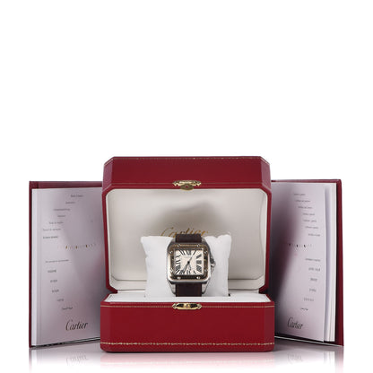 Cartier Stainless Steel 18K Yellow Gold Alligator 38mm Santos 100 Automatic Watch Brown 8 of 8