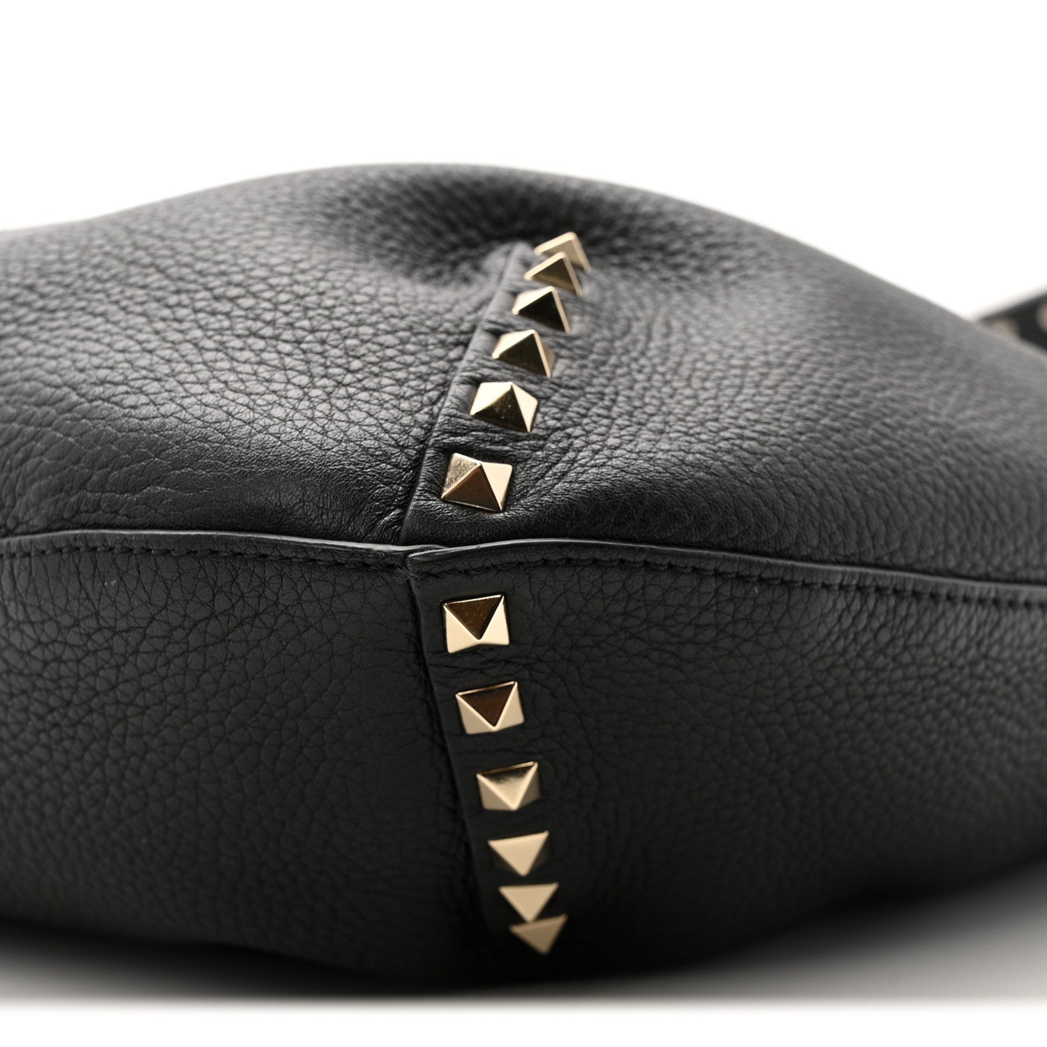 Valentino Garavani Grained Calfskin Large Rockstud Hobo Black 9 of 10