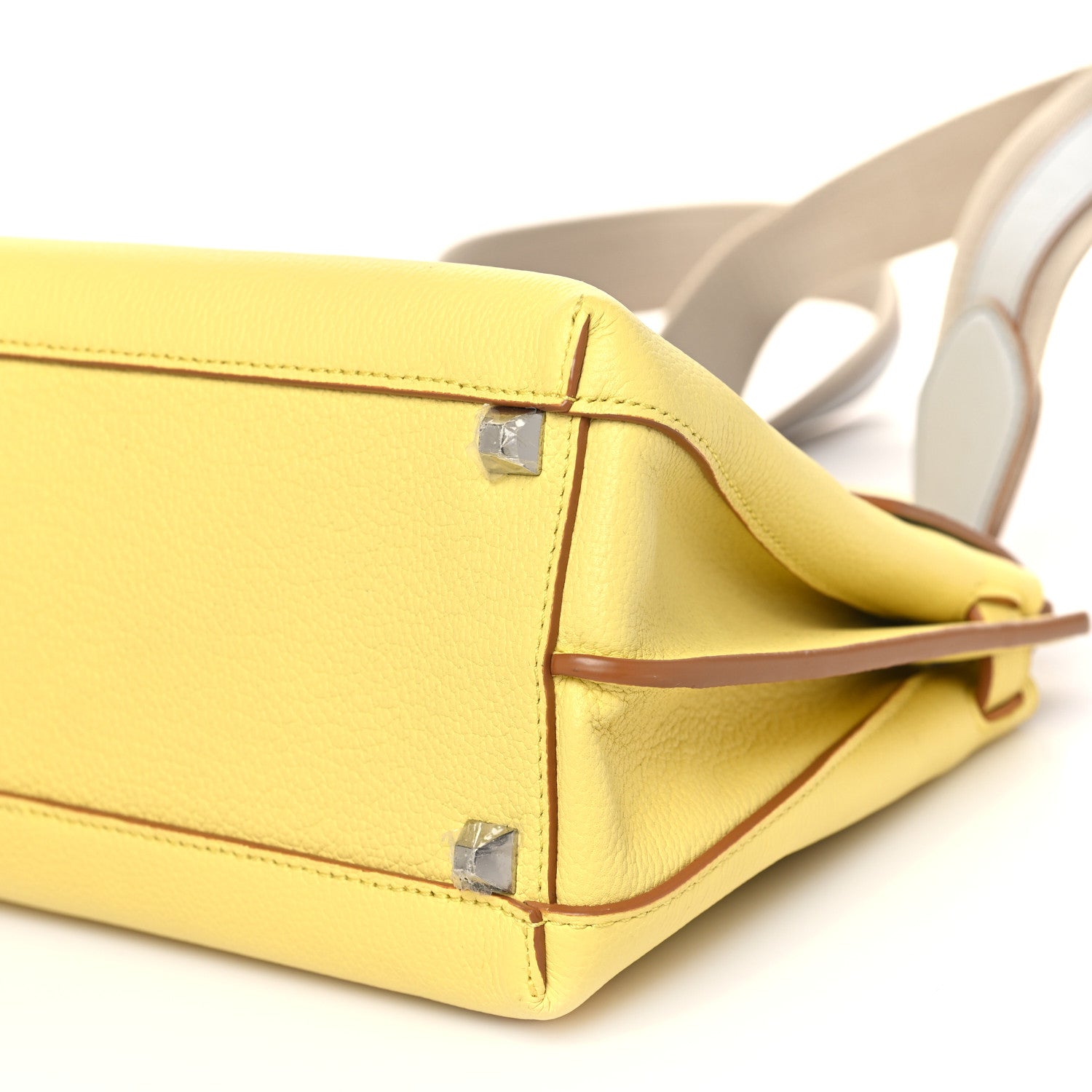 MCM Grained Calfskin Medium Milla Convertible Backpack Custard Yellow 8 of 8