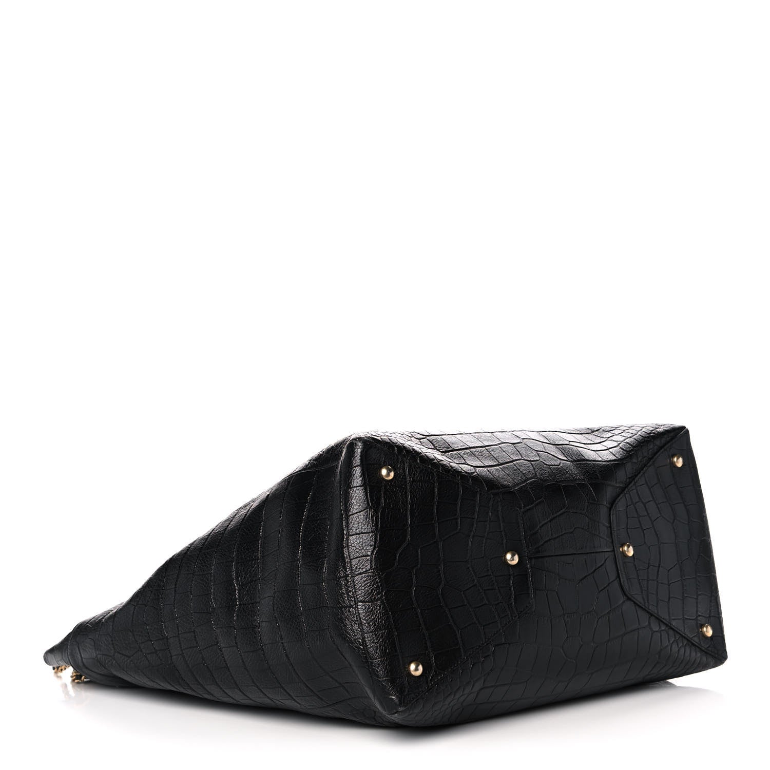 Chanel Calfskin Crocodile Embossed Large Cocodile Shopping Tote Black 4 of 14
