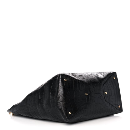 Chanel Calfskin Crocodile Embossed Large Cocodile Shopping Tote Black 4 of 14