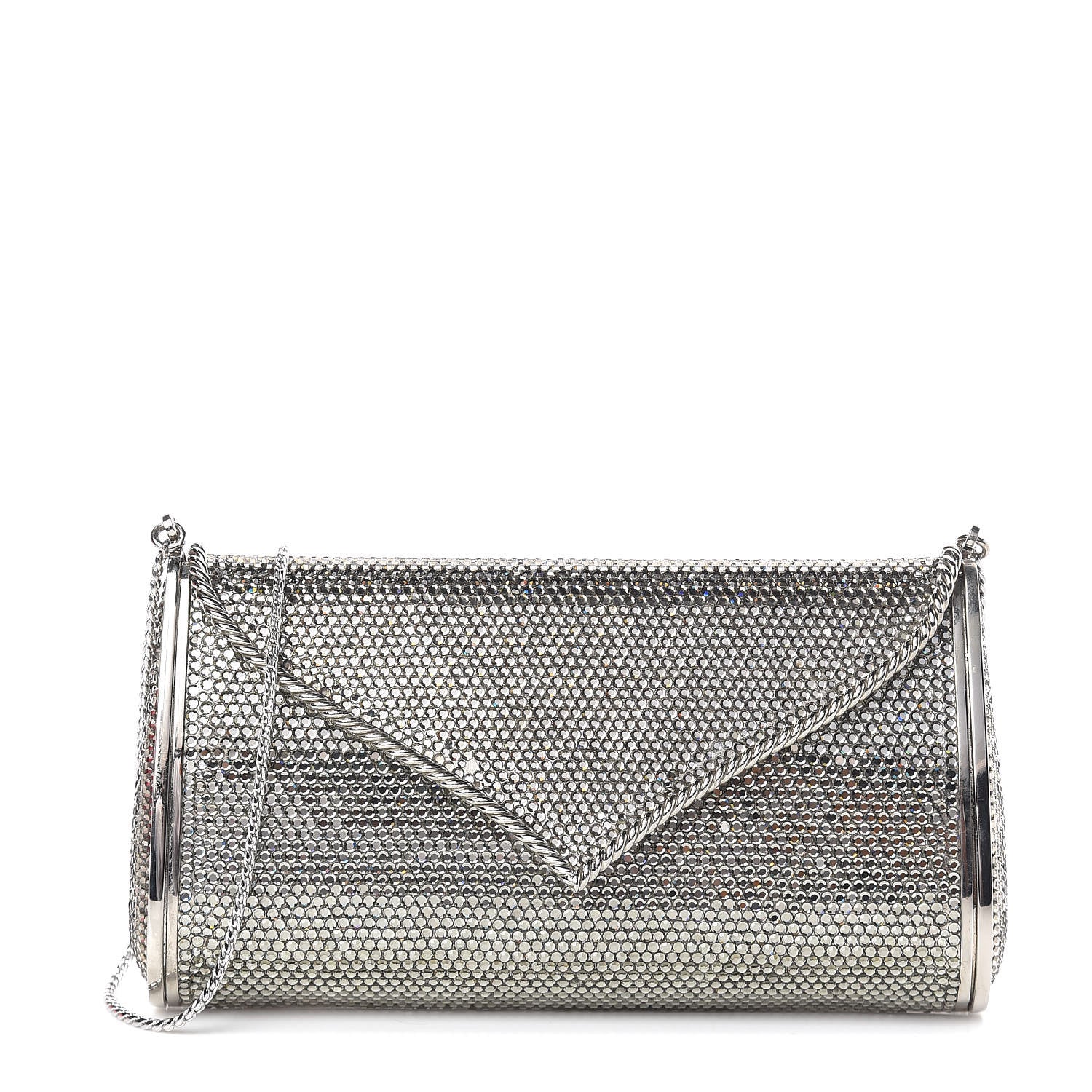 Judith Leiber Swarovski Crystal Minaudiere Clutch Silver 1 of 9